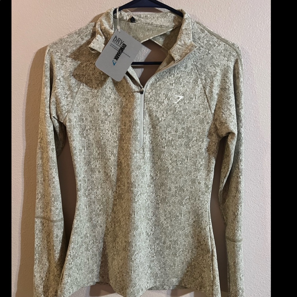 Gymshark Fleur Texture1/2 zip pullover khaki marl